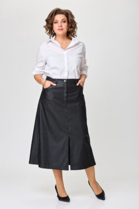 женская юбка миди экокожа, юбка а-силуэта женская, юбка миди офисный стиль, чёрная юбка миди экокожа